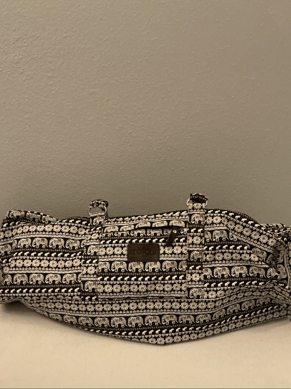 Patterned Black and White Elephant Travel Duffel Bag